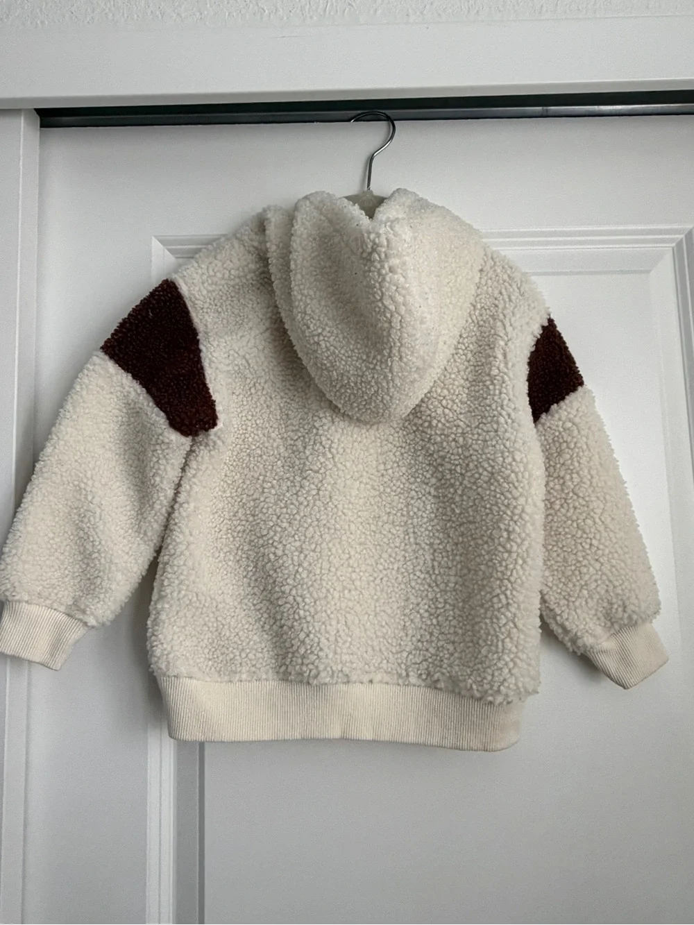 Frye Kids Colorblock Sherpa Fleece Pullover Hoodie Ivory Brown 3T